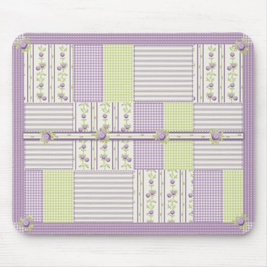 Lila Rosen-Steppdecke Mousepad (Vorne)