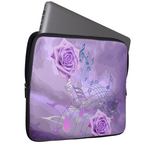 Lila Rosen u. Musik 13" Laptop-Hülse Laptopschutzhülle (Vorne Rechts)
