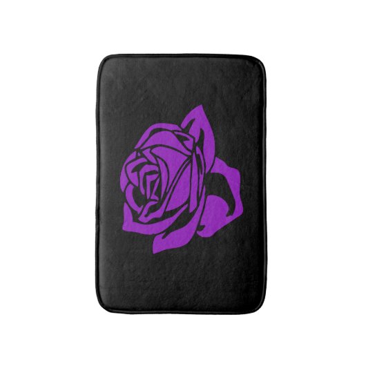 Lila Rosen-und Schwarz-Bad-Matte Badematte (Vorderseite Vertikal)