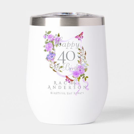 Lila Rosenband zum 40. Geburtstag (Vorderseite)