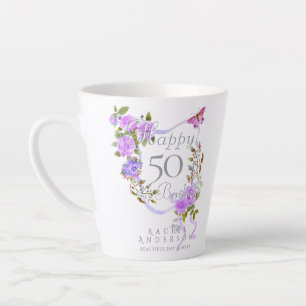 Lila Rosenband zum 50. Geburtstag Milchtasse