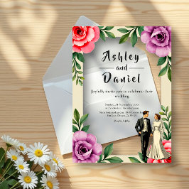 Lila Rosenblütenhochzeit Acryleinladungen