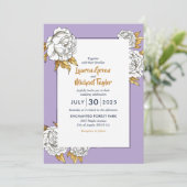 Lila Rosenblütenhochzeit Einladung (Stehend Vorderseite)