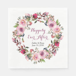 Lila Rosenblütenhochzeit Serviette