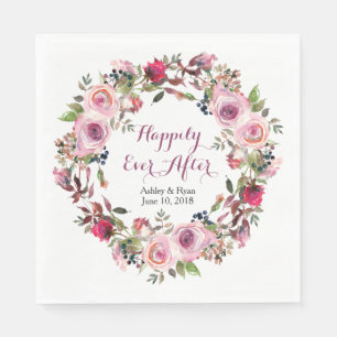 Lila Rosenblütenhochzeit Serviette