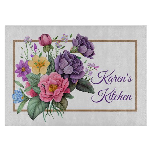 Lila RosenBouquet Schneidebrett (Vorderseite)