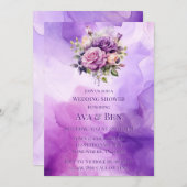 Lila Rosengarten Brautdusche Einladung (Vorne/Hinten)