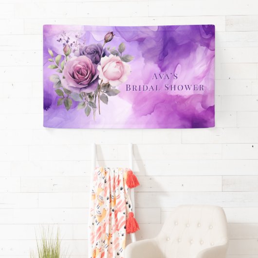Lila Rosengarten Brautparty Banner (Insitu)