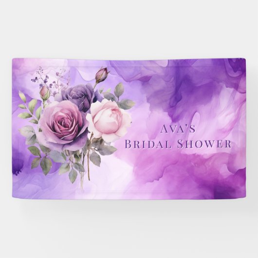 Lila Rosengarten Brautparty Banner (Horizontal)