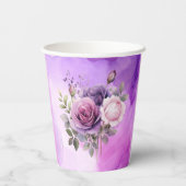 Lila Rosengarten Brautparty Pappbecher (Rückseite)