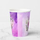 Lila Rosengarten Brautparty Pappbecher (Links)