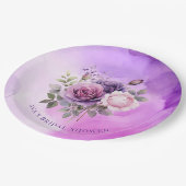Lila Rosengarten Brautparty Pappteller (Schrägansicht)