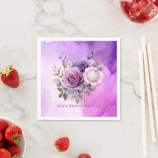 Lila Rosengarten Brautparty Serviette (Beispiel)