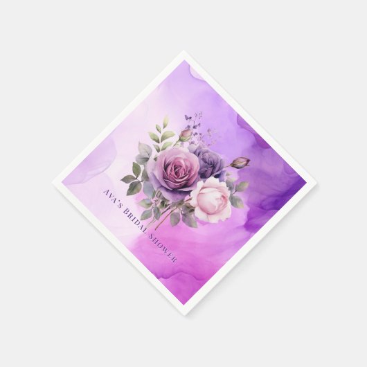 Lila Rosengarten Brautparty Serviette (Ecke)