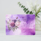 Lila Rosengarten Hochzeit Dankeskarte (Stehend Vorderseite)