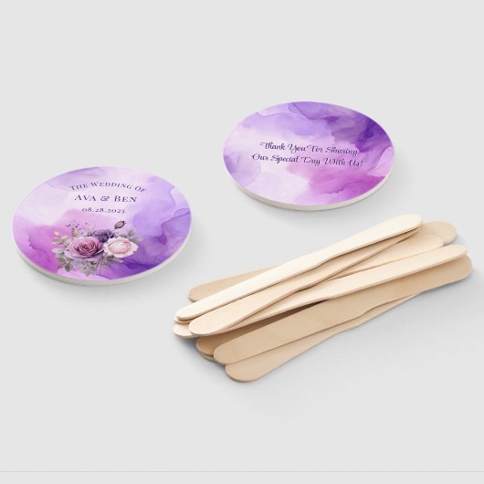 Lila Rosengarten Hochzeit Fächer (Non-assembled)