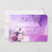 Lila Rosengarten Hochzeit RSVP Karte (Vorderseite)