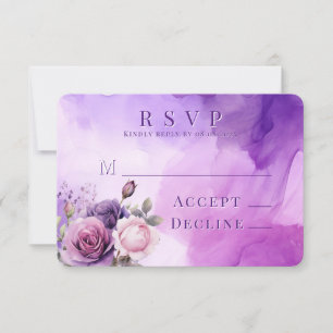 Lila Rosengarten Hochzeit RSVP Karte