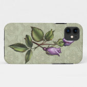 Lila Rosenknospe-#2 grüner Damast der Girly Case-Mate iPhone Hülle (Rückseite (Horizontal))