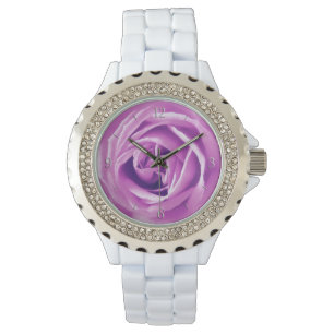 Lila Rosenprint Armbanduhr