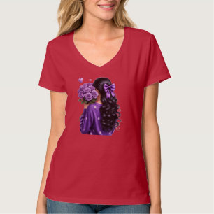 Lila Rosenstrauß Mädchen Digitale Kunst T-Shirt