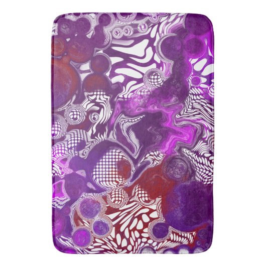Lila Rot Abstrakt Moderne Fluid Art Marmor Badematte (Vorderseite Vertikal)