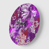 Lila Rot Abstrakt Moderne Fluid Art Marmor Große Wanduhr (Winkel)