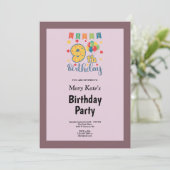 Lila/rot Gerahmt 9. Geburtstagsparty Einladung (Stehend Vorderseite)