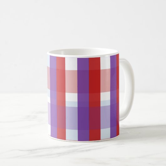 Lila, rot und rosa Gingham-Muster Kaffeetasse (VorderseiteRechts)