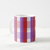 Lila, rot und rosa Gingham-Muster Kaffeetasse (Vorderseite Links)