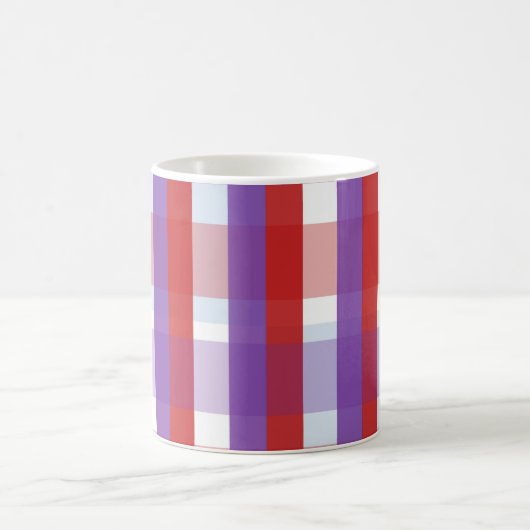 Lila, rot und rosa Gingham-Muster Kaffeetasse (Mittel)