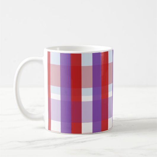 Lila, rot und rosa Gingham-Muster Kaffeetasse (Links)