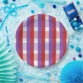 Lila, Rot und Rosa Gingham Pappteller (Party)