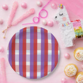 Lila, Rot und Rosa Gingham Pappteller (Party)