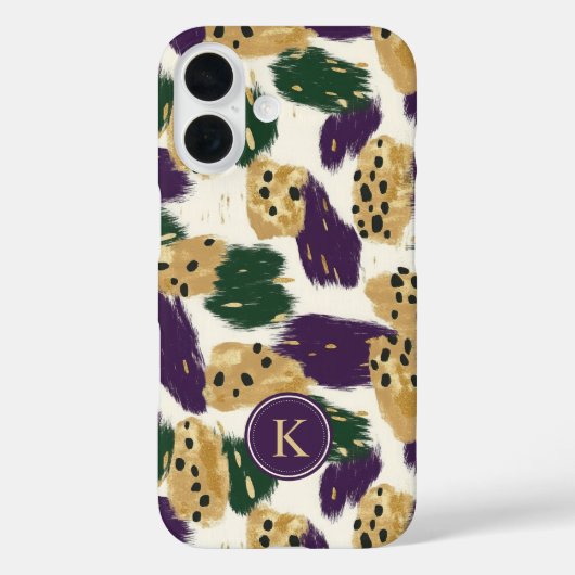 Lila rote Pinselstriche Muster Monogram Case-Mate iPhone Hülle (Rückseite)