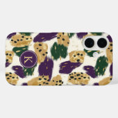 Lila rote Pinselstriche Muster Monogram Case-Mate iPhone Hülle (Rückseite (Horizontal))