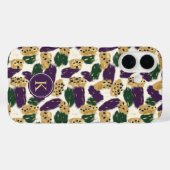 Lila rote Pinselstriche Muster Monogram Case-Mate iPhone Hülle (Rückseite (Horizontal))