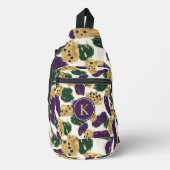 Lila rote Pinselstriche Muster Monogram Crossbody Bag (Vorderseite)