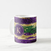 Lila rote Pinselstriche Muster Monogram Kaffeetasse (Vorderseite Links)