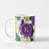 Lila rote Pinselstriche Muster Monogram Kaffeetasse (Links)