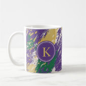 Lila rote Pinselstriche Muster Monogram Kaffeetasse (Links)