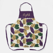 Lila rote Pinselstriche Muster Monogram Schürze (Vorderseite)