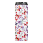 Lila rote Schmetterlinge Thermosbecher (Rückseite)