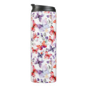 Lila rote Schmetterlinge Thermosbecher (Nach rechts gedreht)