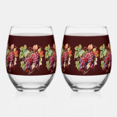 Lila Rote Weinberge Burgund Hintergrund Weinglas Ohne Stiel (Rückseite)