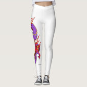 Lila Roter Drache auf weißen Leggings (Vorderseite)