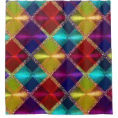 Lila, roter Glitzer Kariertes Design Duschvorhang (Vorderseite)