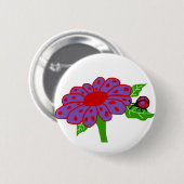 Lila roter Marienkäfer n mit Blumenknopf Button (Vorne & Hinten)
