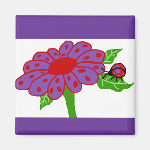 Lila roter Marienkäfer n mit Blumenmagneten Magnet