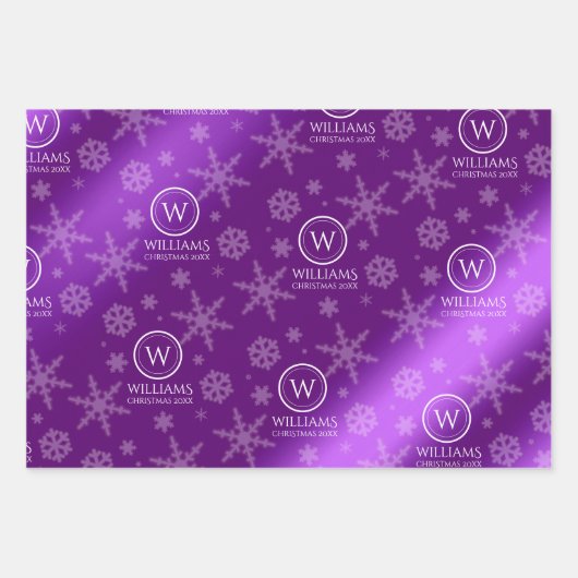 Lila Roter Wald Schneeflocken Geschenkpapier Set (Vorderseite)